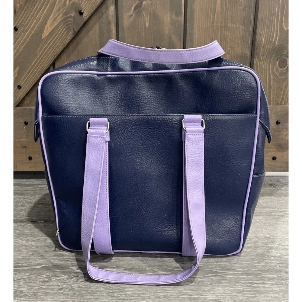 Vintage Roxy Travel Bag Luggage‎ Purple Leather Tote Hawaiian PVC Surf 1990's - Picture 4 of 15